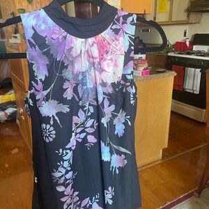 Floral Sleeveless Top with Purple and Pink Accents